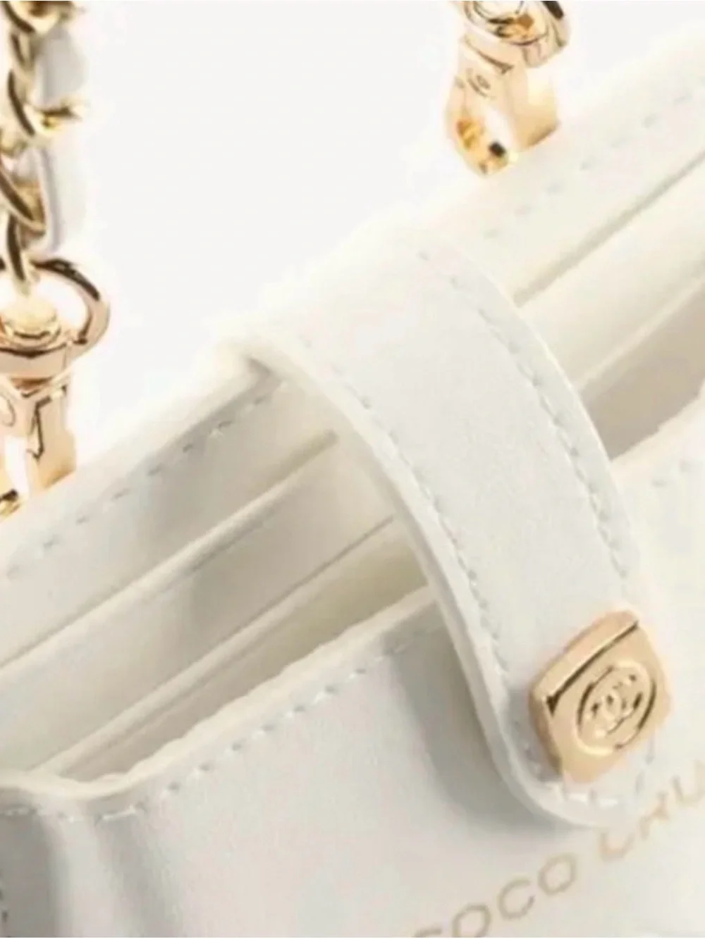 COCO Crush Quilted White Crossbody Phone Case with Gold Chain